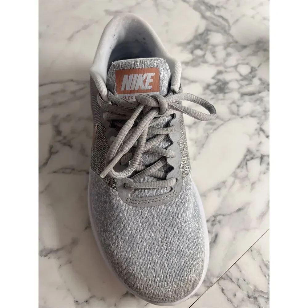 Women’s NIKE Flex Contact Running Shoes (908995-006, WMNS Size 6) Grey Rose Gold